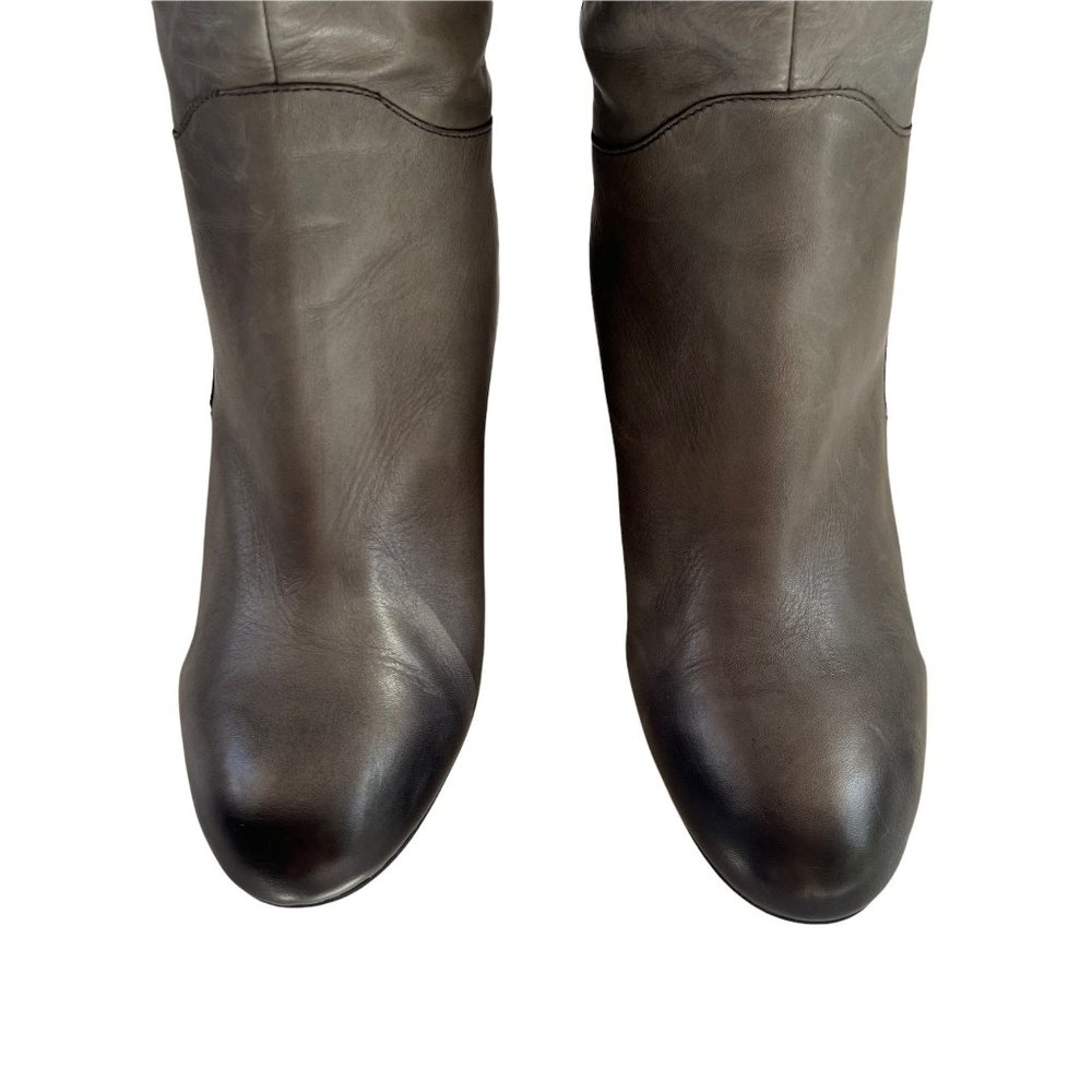 Franco Sarto A-Osteria Grey Leather Wedge Asymmetrical Zip Boots Size 11 - Picture 14 of 15